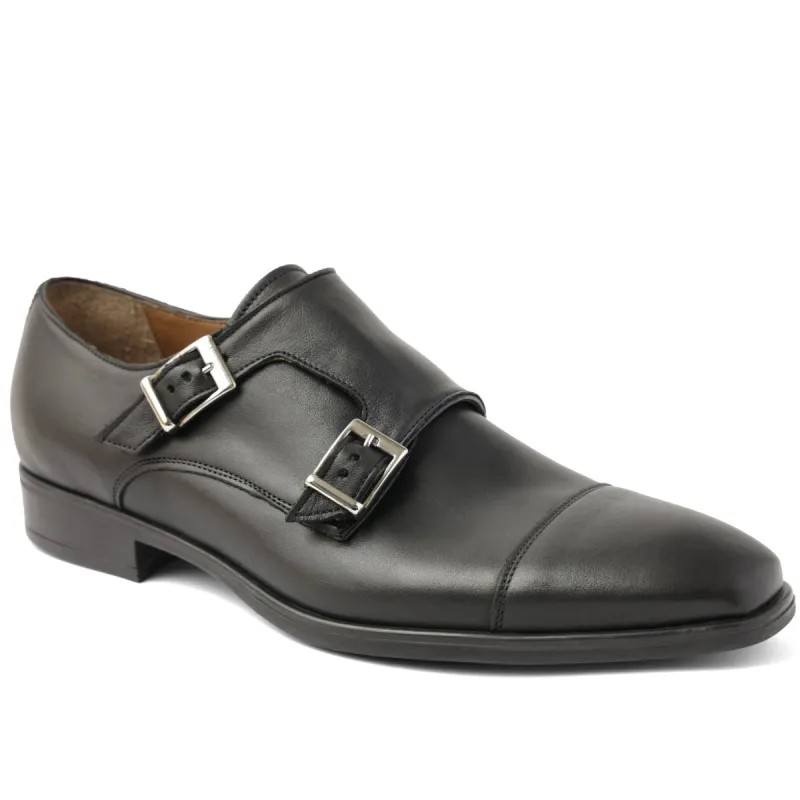 Soldo Tailored Leather Buckle Shoe - Black Calf sold by Bruno Magli