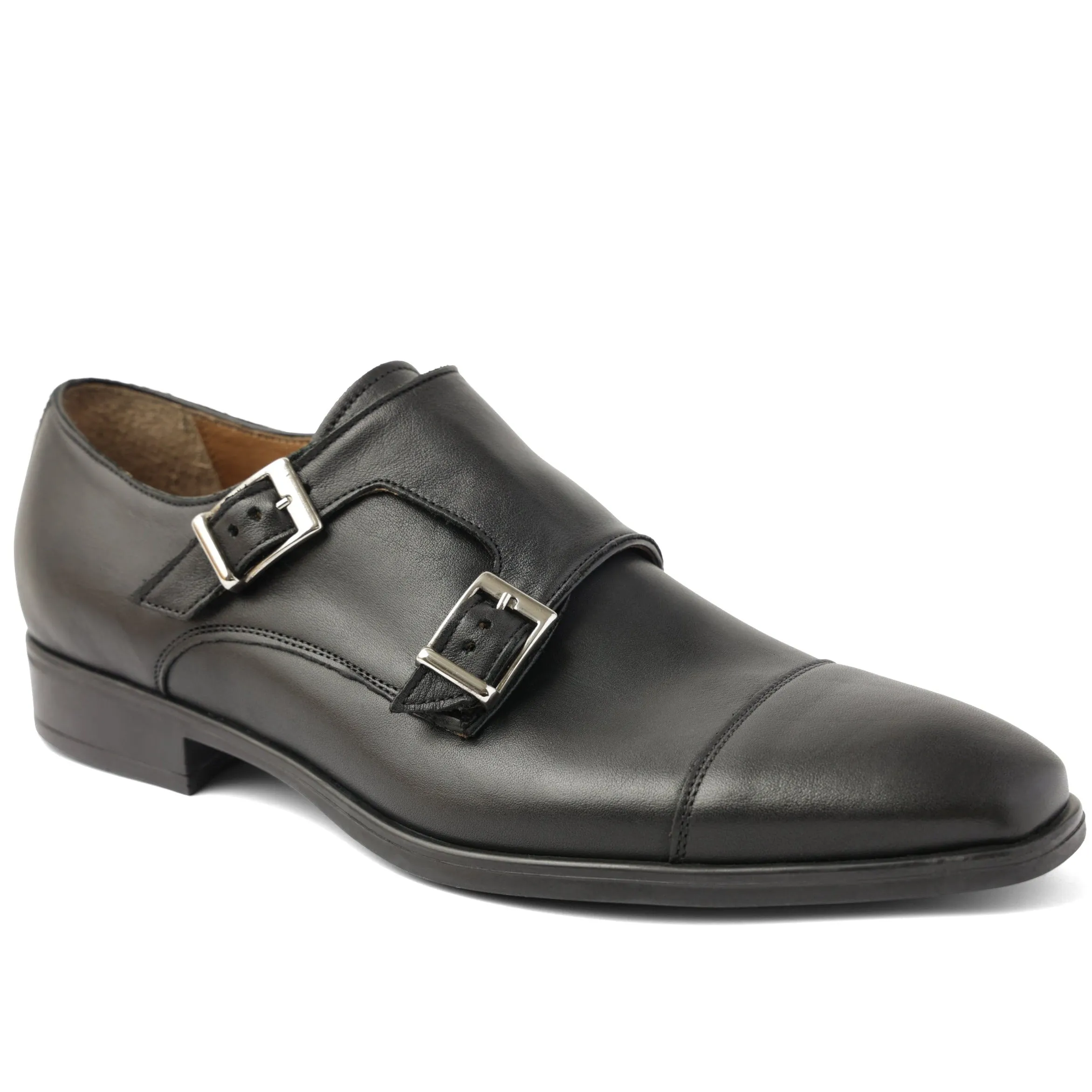 Soldo Tailored Leather Buckle Shoe - Black Calf sold by Bruno Magli
