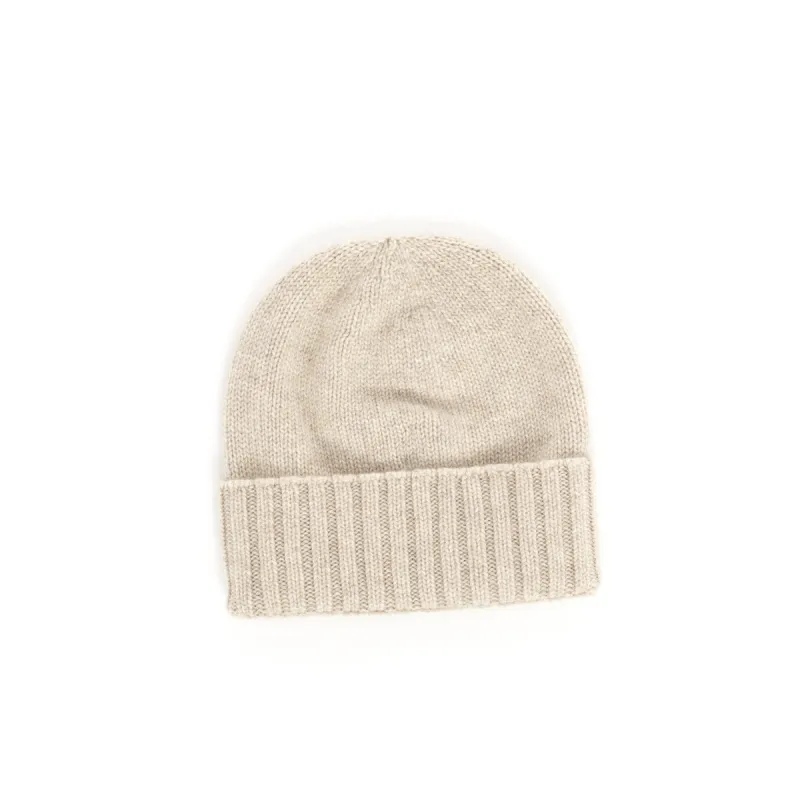 Fitted Fold-Over Cashmere Hat - Sand sold by Bruno Magli