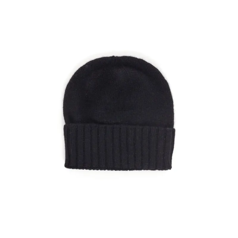 Fitted Fold-Over Cashmere Hat - Black sold by Bruno Magli