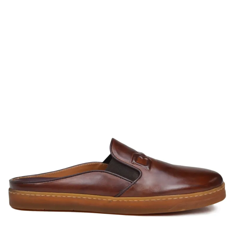 Orosco Leather Mule with Sport Sole - Cognac sold by Bruno Magli