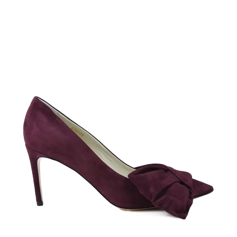 Eloise Suede Bow Pump - Wine Suede - Online Exclusive sold by Bruno Magli