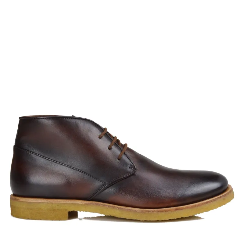Principe Leather Desert Boot - Cognac Leather made by Bruno Magli