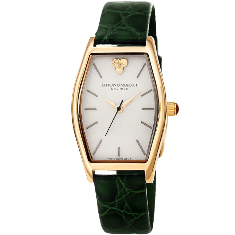 Chiara 1261 Tonneau Watch, Green Strap sold by Bruno Magli