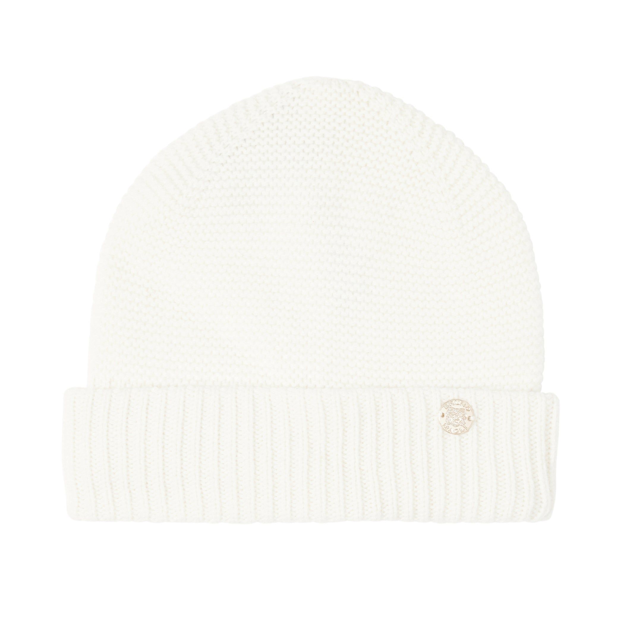 Women's CASHMERE LINKS STITCH KNIT HAT W/ RIB CUFF Ivory sold by Bruno Magli