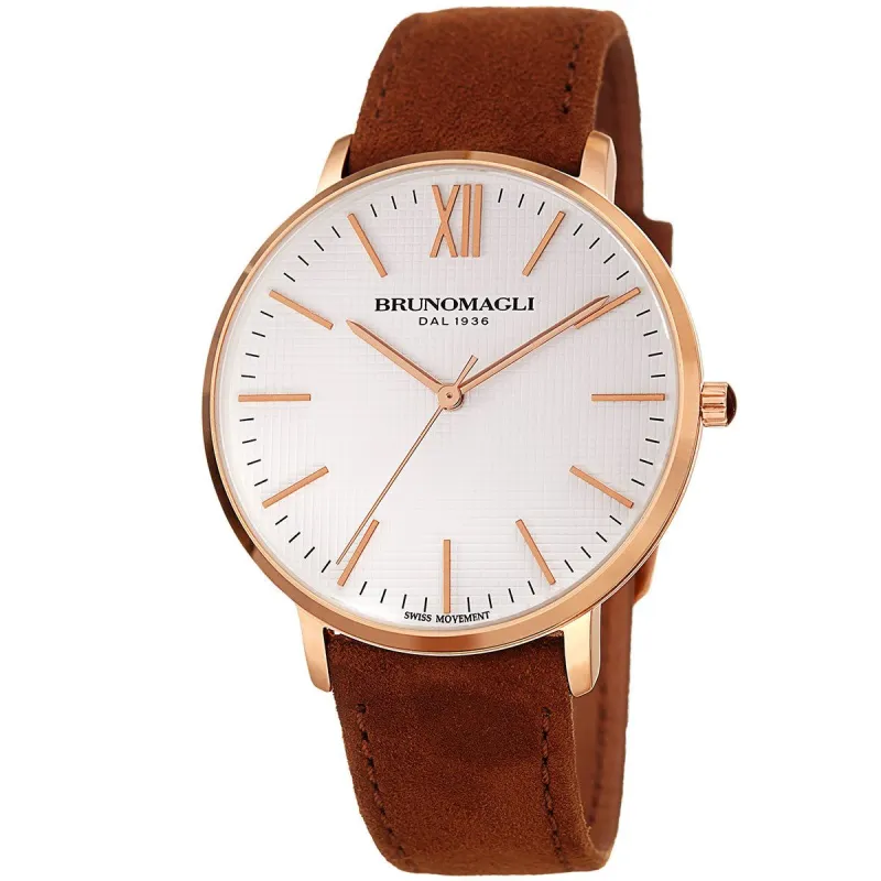 Women's Roma 1222 Watch - Brown Strap with Rose Gold sold by Bruno Magli