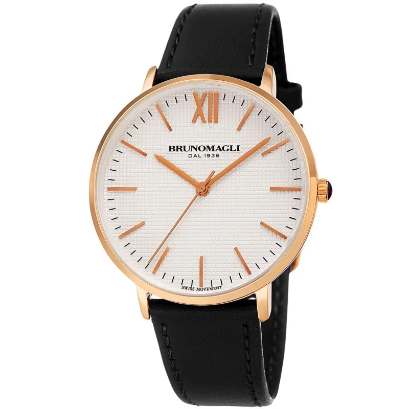 Women's Roma 1222 Watch - Black Strap with Rose Gold sold by Bruno Magli