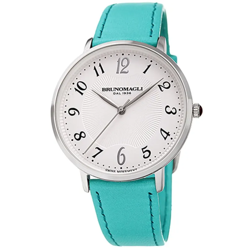 Women's Roma 1221 Watch - Turquoise Strap with Silver sold by Bruno Magli