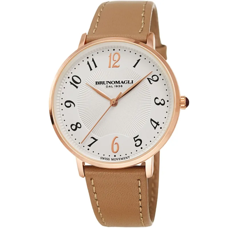 Women's Roma 1221 Watch - Brown Strap with Rose Gold sold by Bruno Magli