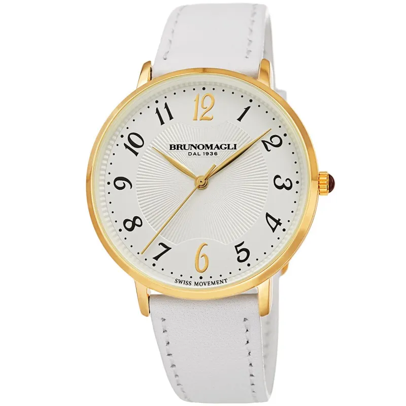 Women's Roma 1221 Watch - White Strap with Gold sold by Bruno Magli