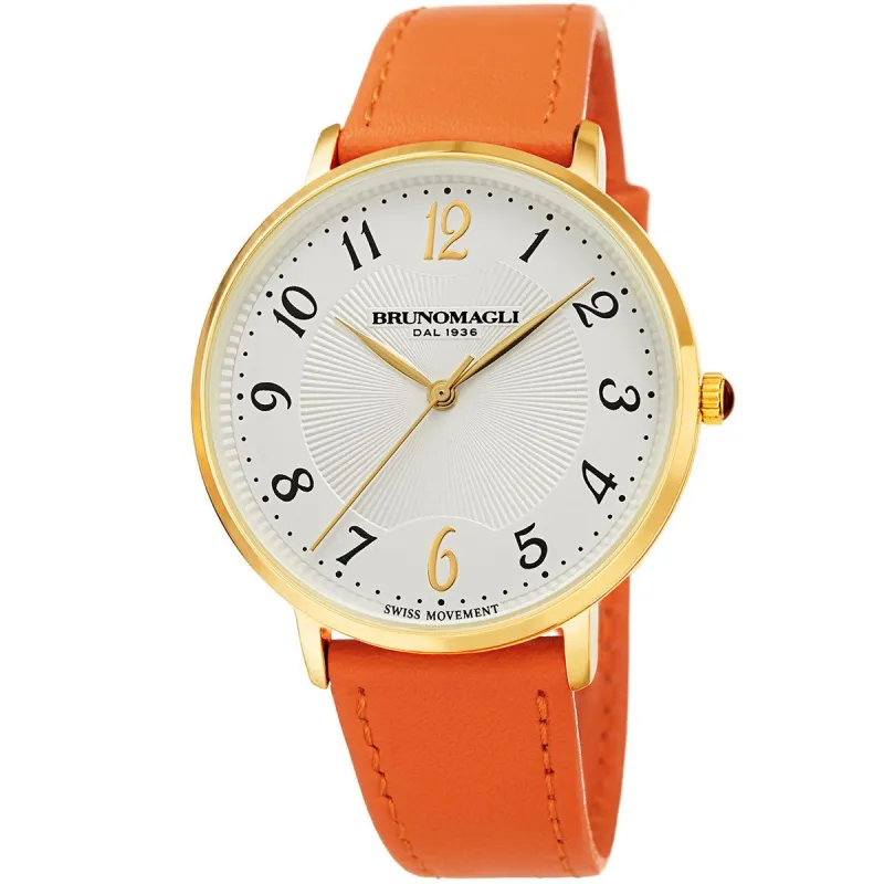 Women's Roma 1221 Watch - Orange Strap with Gold sold by Bruno Magli