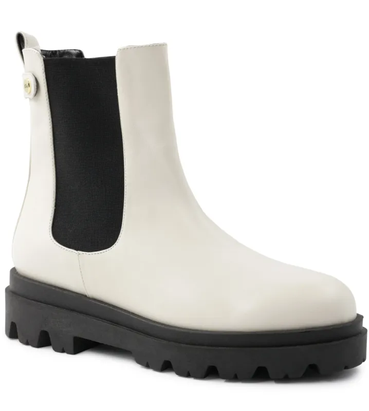 Alma Chunky Leather Chelsea Boot - Off White sold by Bruno Magli