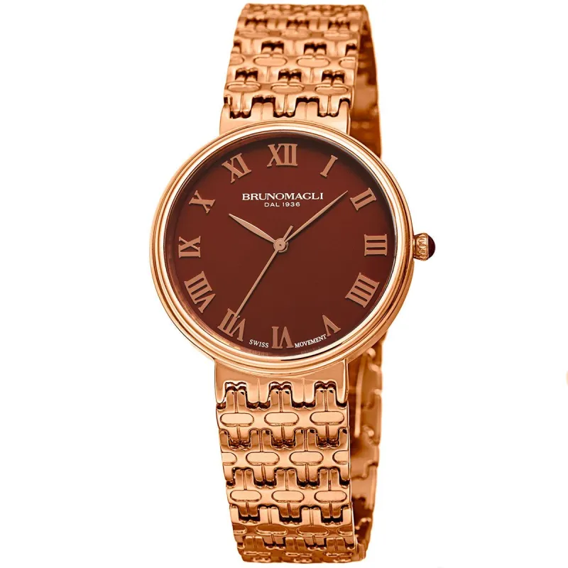 Women's Isabella 1101 Watch - Dark Brown Dial with Rose Gold sold by Bruno Magli