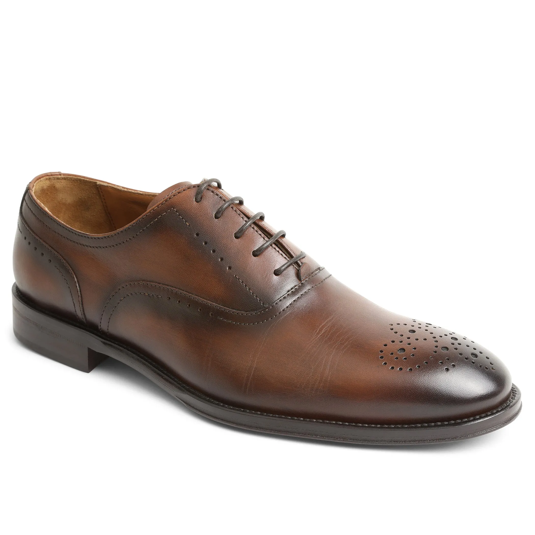 Arno Plain-Toe Balmoral Oxford - Cognac sold by Bruno Magli
