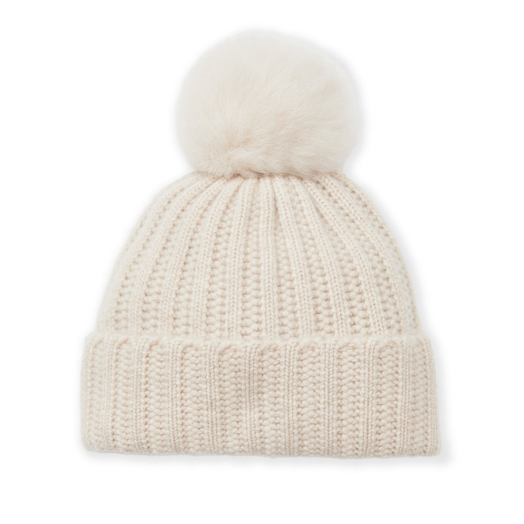 Women's LADDERSTITCH HAT W/ SHEARLING POM Oat sold by Bruno Magli