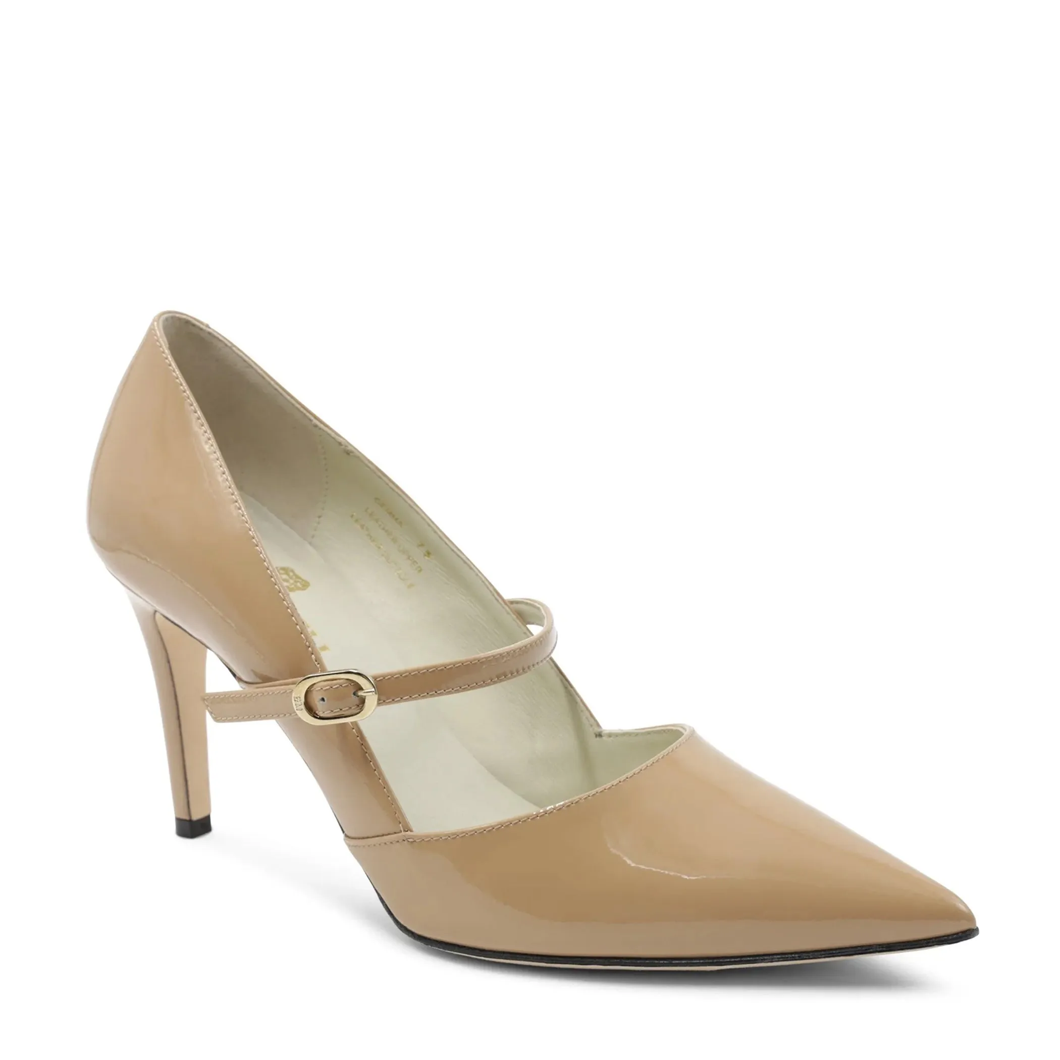 Gemma Mary-Jane Leather Pump - Honey Patent sold by Bruno Magli