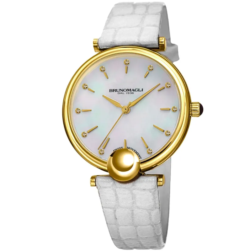 Miranda 1021 Watch, White Strap sold by Bruno Magli