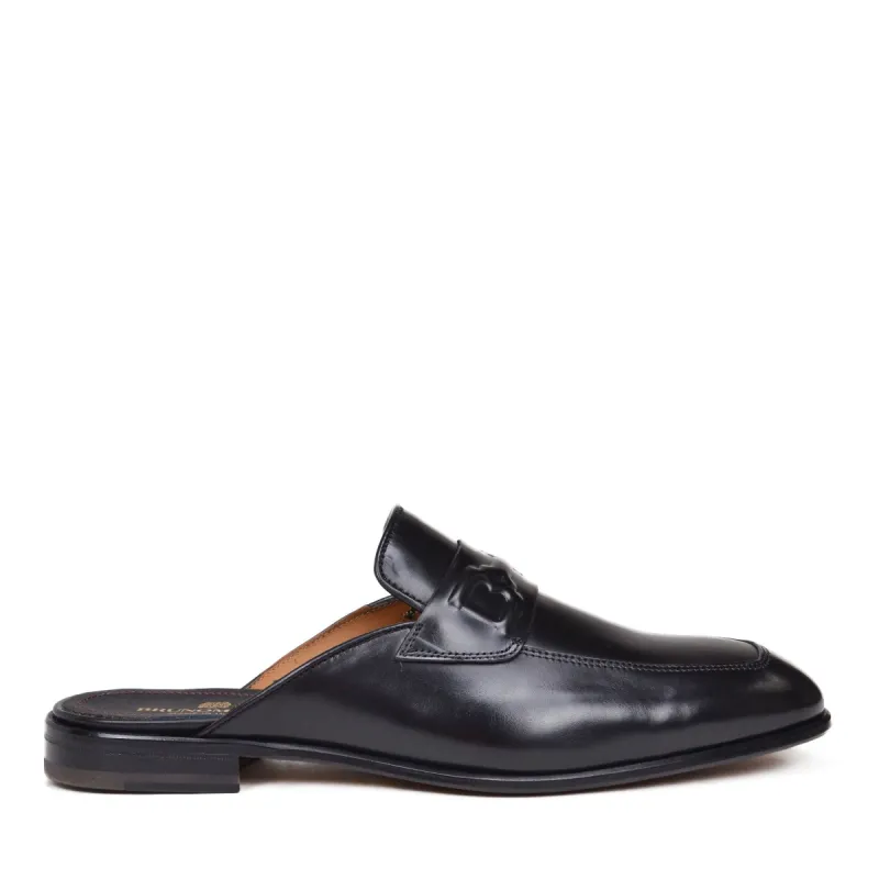 Imano Embossed Leather Mule - Black sold by Bruno Magli