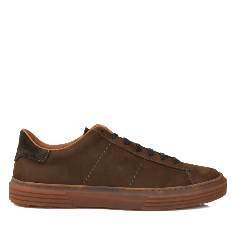 Giuliano Nubuck / Linen Sneaker  - Brown Nubuck - Online Exclusive sold by Bruno Magli