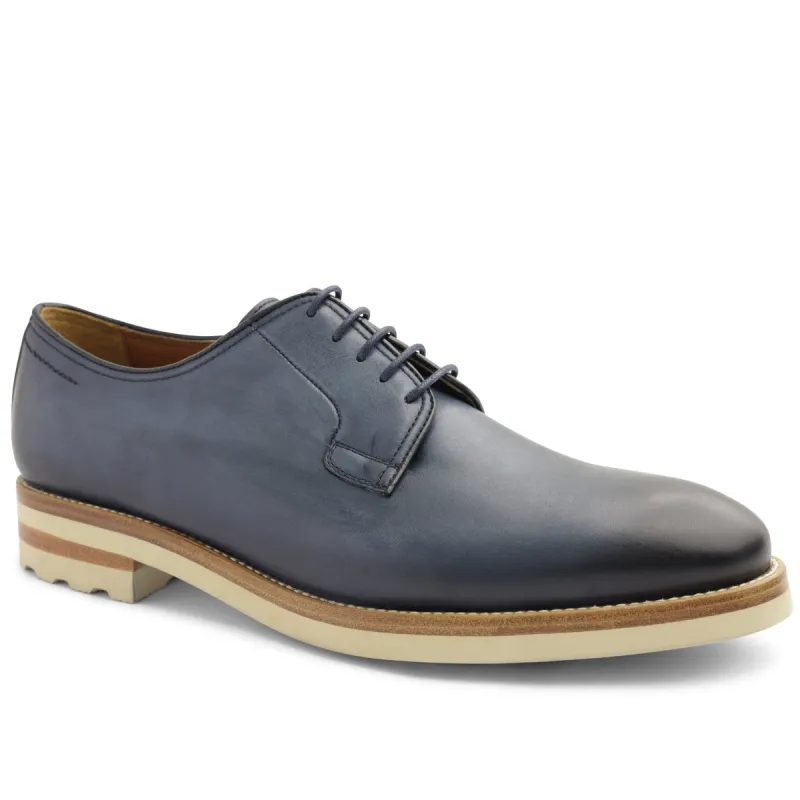 Viterbo Plain Toe Leather Derby - Blue sold by Bruno Magli