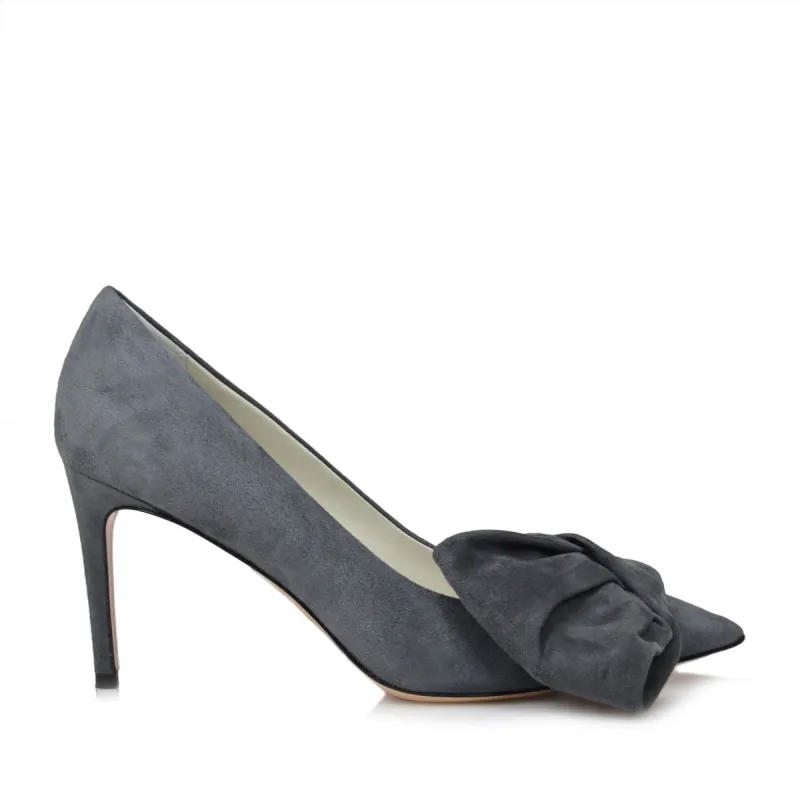 Eloise Suede Bow Pump  - Grey Suede - Online Exclusive sold by Bruno Magli
