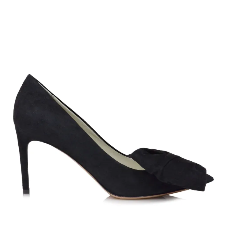 Eloise Suede Bow Pump  - Black Suede - Online Exclusive sold by Bruno Magli