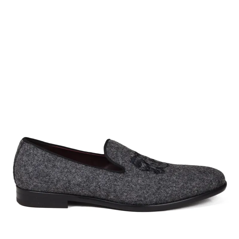 Picasso Wool Slip-On - Dark Grey Wool sold by Bruno Magli