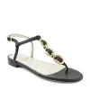 Marina Leather Embellished Thong Sandal - Black sold by Bruno Magli