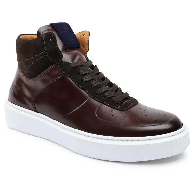 Festa High-Top Lace-Up Sneaker - Rust/Dark Brown sold by Bruno Magli