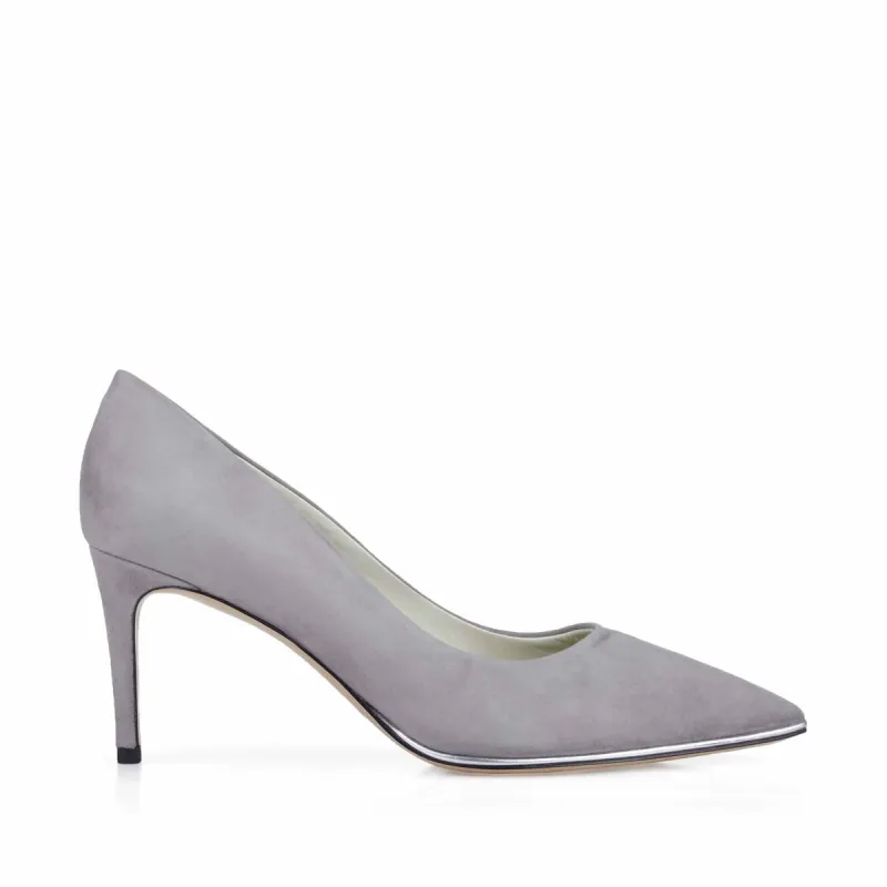 Galena Suede Pump with Metallic Profile, 2.5-Inch - Grey Suede sold by Bruno Magli