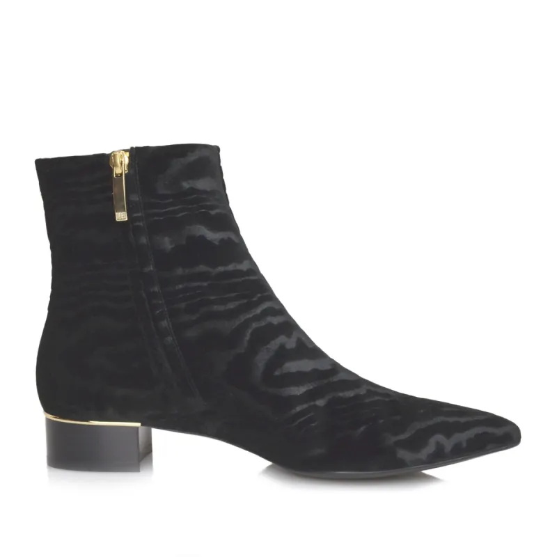 Brigitta Moire Velvet Boot, 1-Inch - Black Velvet sold by Bruno Magli