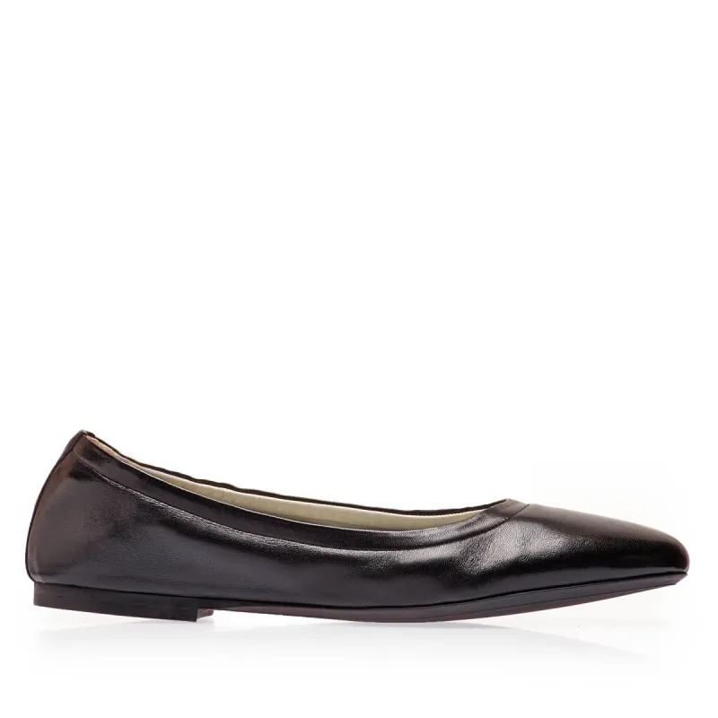 Salva Leather Elastic Ballet Flat - Black Leather sold by Bruno Magli