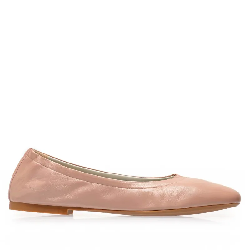 Salva Leather Elastic Ballet Flat - Nude Leather sold by Bruno Magli