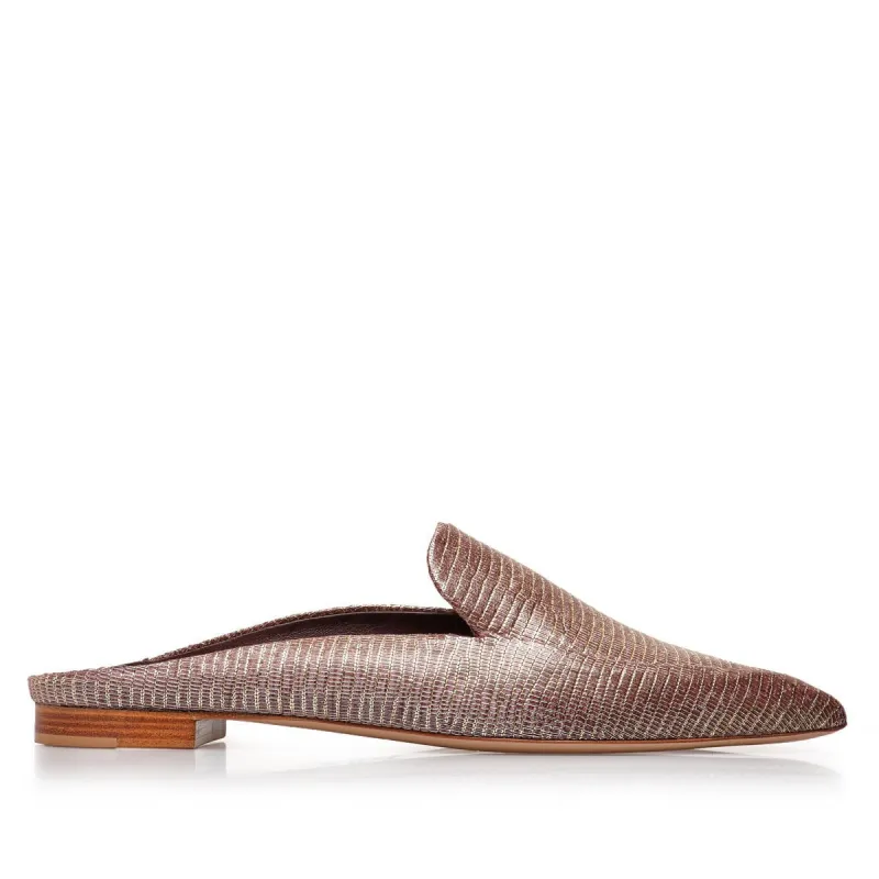 Forte Printed-Leather Loafer Mule - Rose Printed Leather sold by Bruno Magli