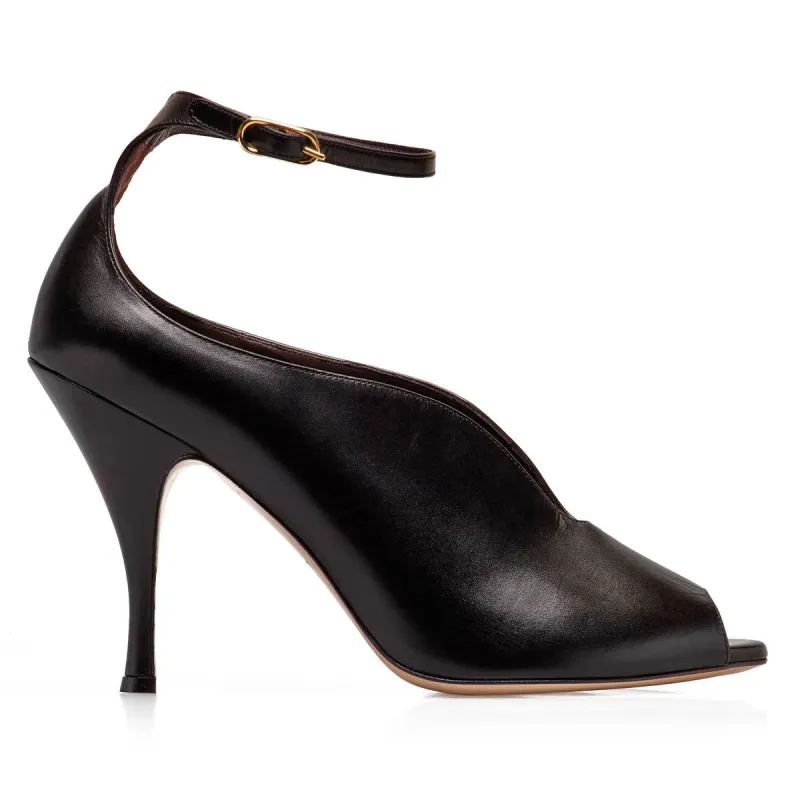 Cali Peep-Toe Pump, 3.5-Inch - Black Leather sold by Bruno Magli