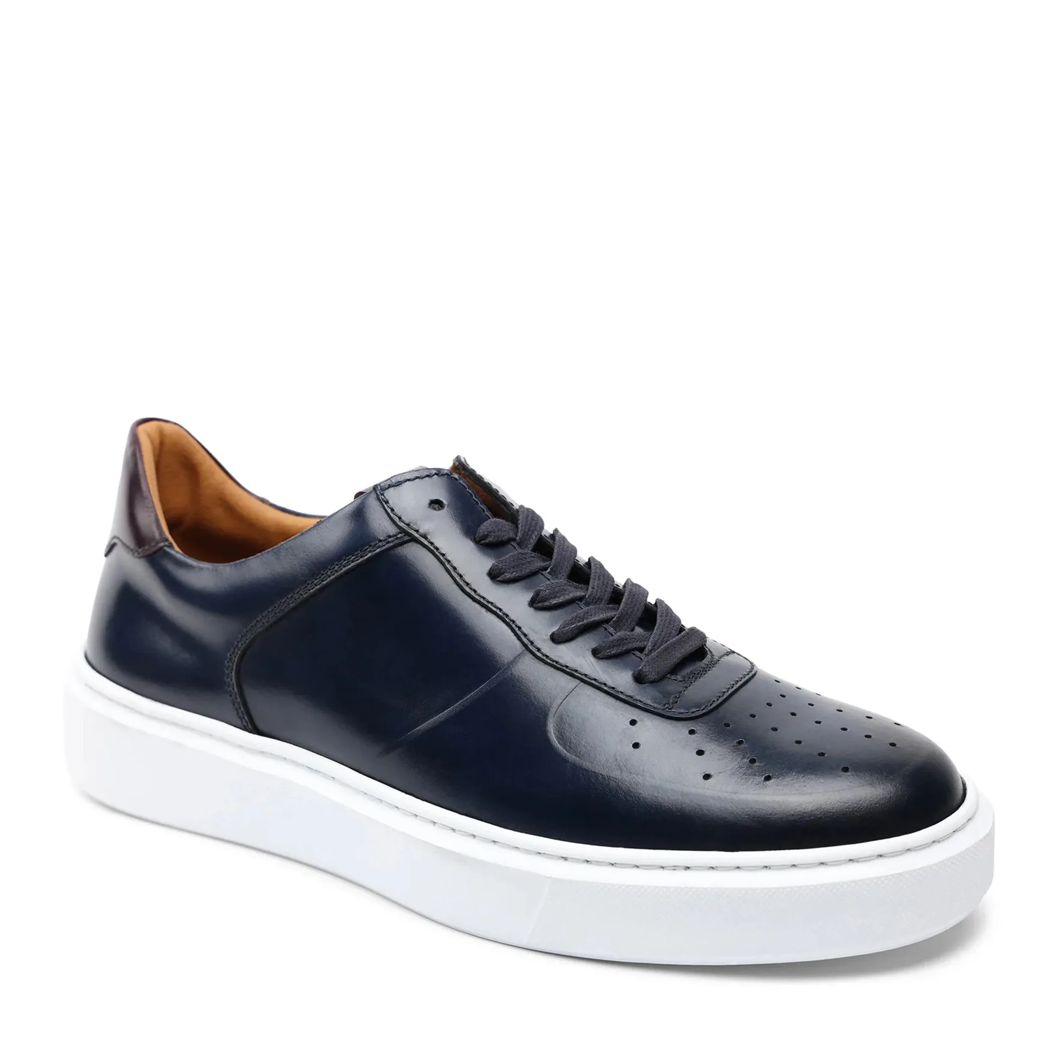 Falcone Leather Sport Lace-Up Sneaker - Navy sold by Bruno Magli