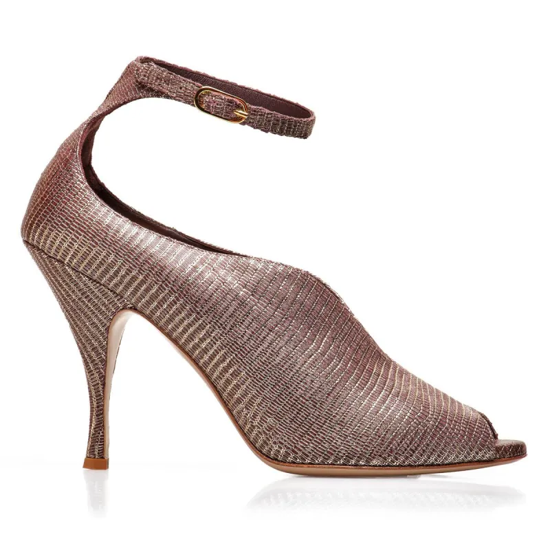 Cali Printed-Leather Peep-Toe Pump, 3.5-Inch - Rose Printed Leather made by Bruno Magli