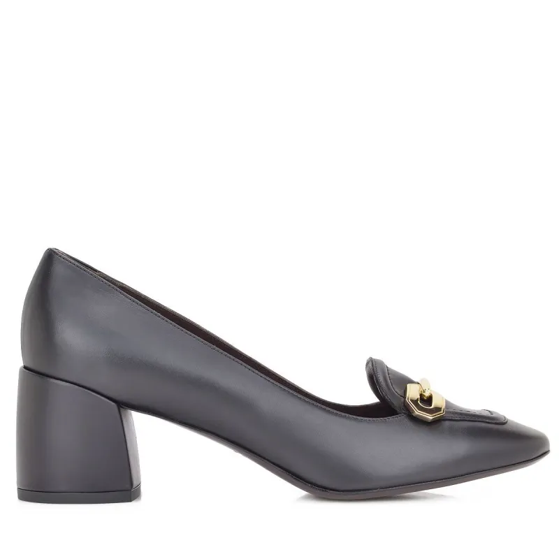 Natalia Leather Chunky-Heel, 2-Inch - Black Leather sold by Bruno Magli