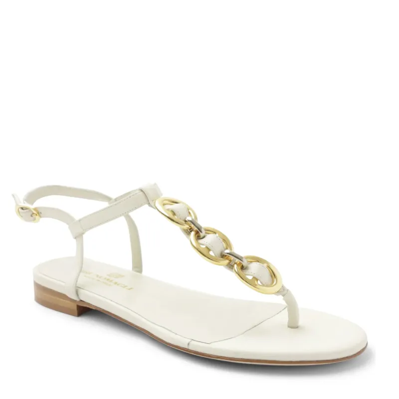 Marina Leather Embellished Thong Sandal - Off White sold by Bruno Magli