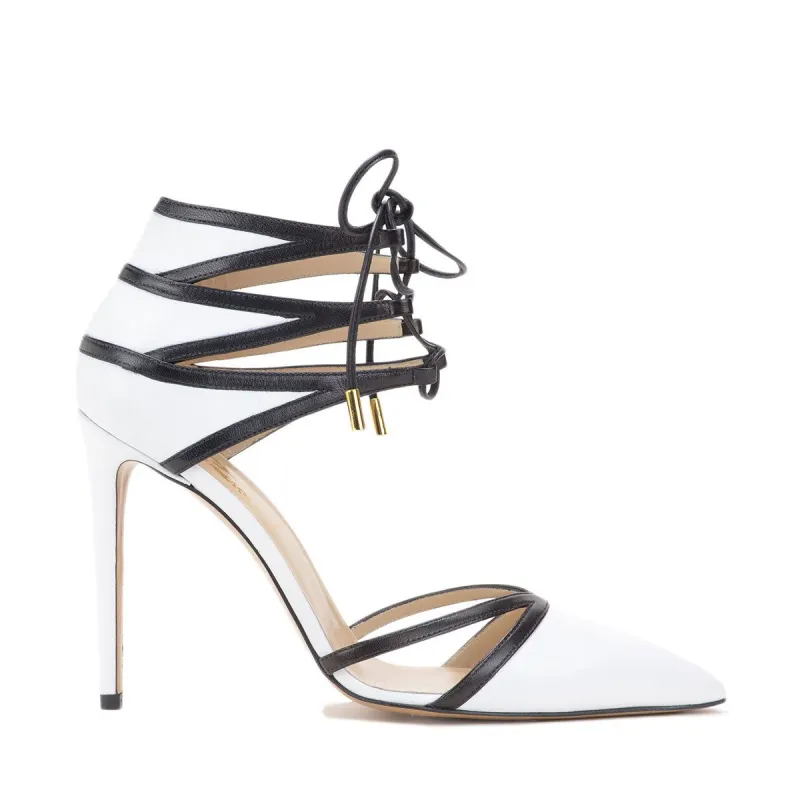 Alissa Pump, 4-inch - White/Black Leather sold by Bruno Magli