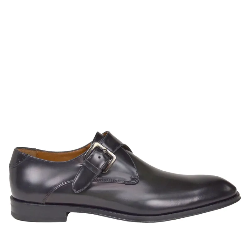 Lucio Monk-Strap Shoe - Dark Grey Leather sold by Bruno Magli