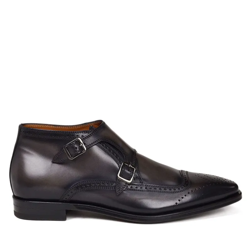 Carlo Monk-Strap Ankle Boot - Dark Grey Leather sold by Bruno Magli