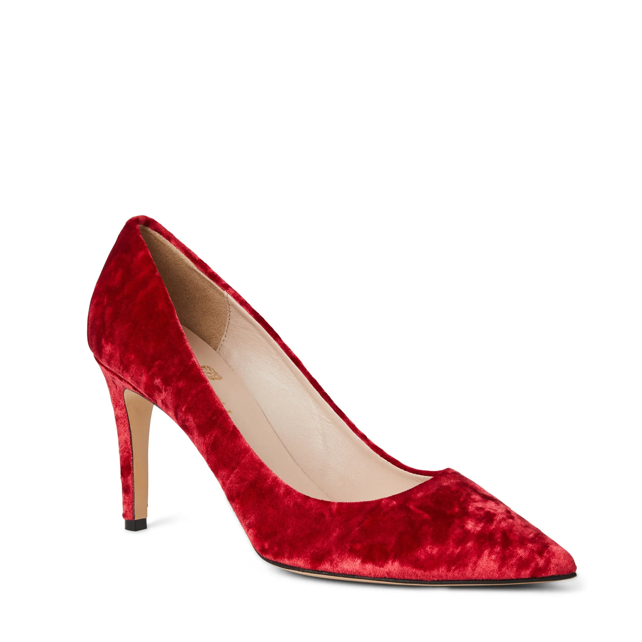 Telma Pointed Toe Pump- Red velvet sold by Bruno Magli