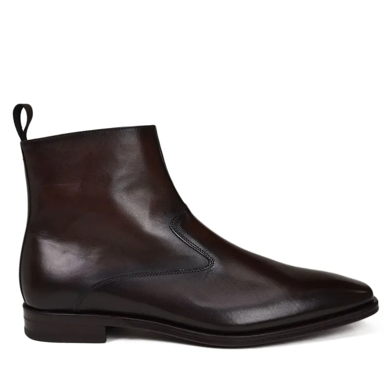 Cavuto Leather Boot - Dark Brown Leather sold by Bruno Magli