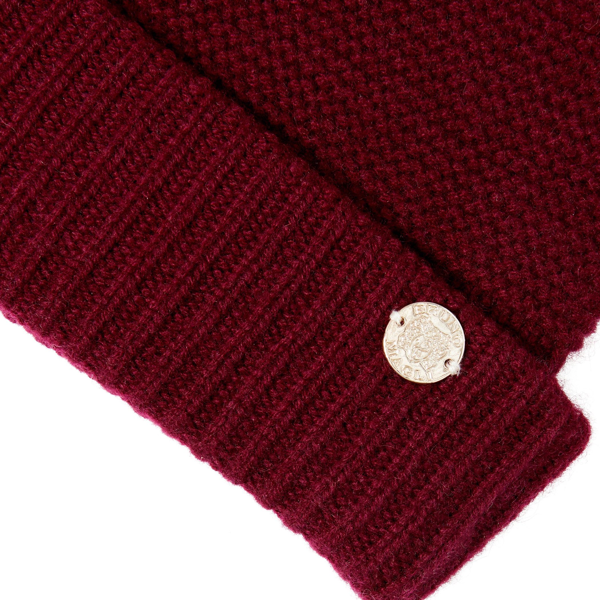 Women's CASHMERE LINKS STITCH KNIT HAT W/ RIB CUFF BURGUNDY sold by Bruno Magli product image thumbnail 2