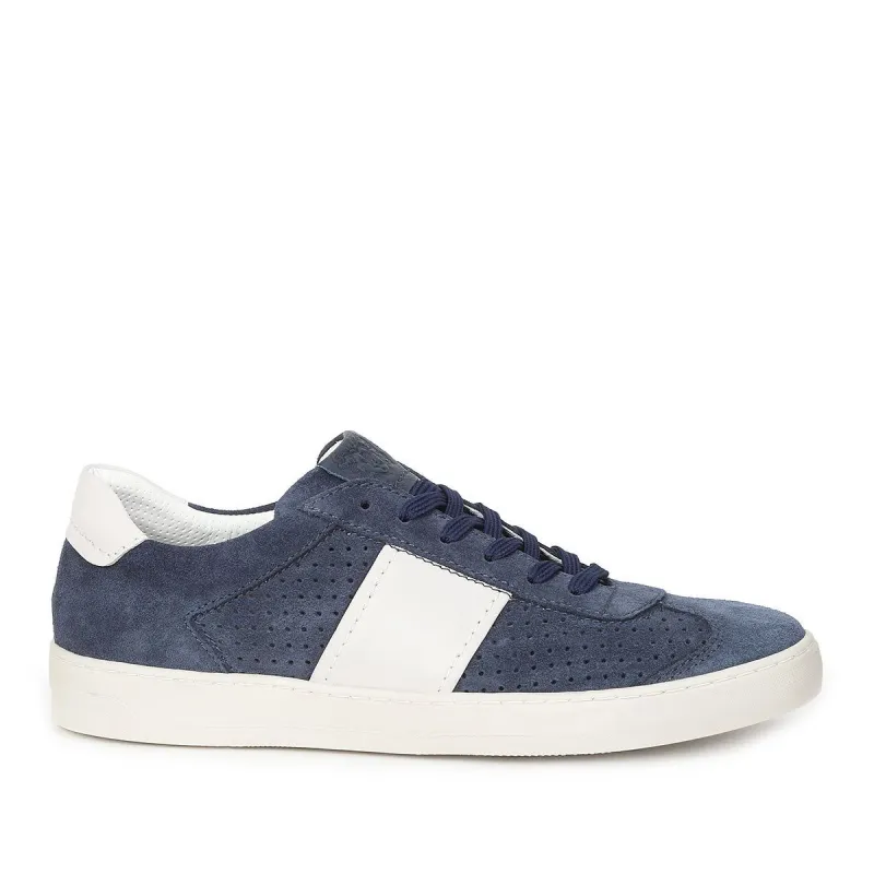Dario Perforated Suede Sneaker - Navy Suede sold by Bruno Magli
