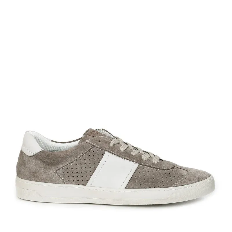 Dario Perforated Suede Sneaker - Taupe Suede sold by Bruno Magli