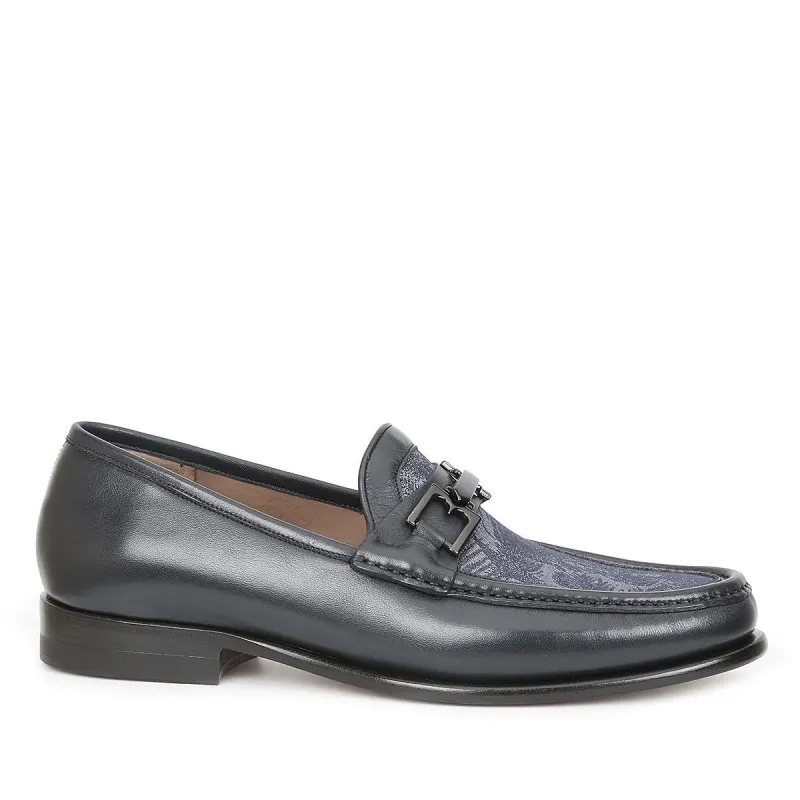 Enzo Leather/Fabric Bit Loafer - Blue Multi Leather/Fabric sold by Bruno Magli