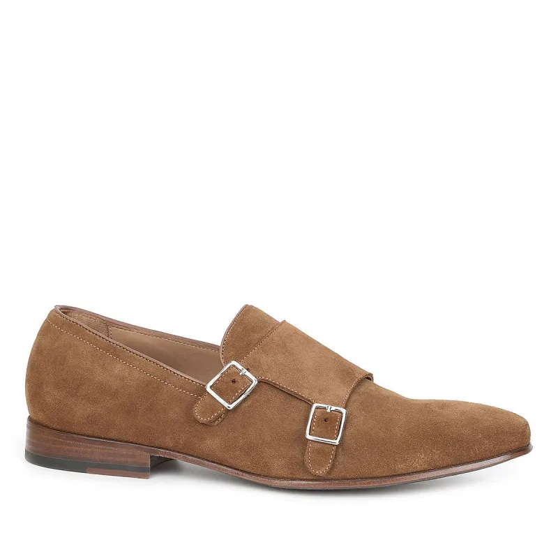 Mino Suede Monk-Strap Shoe - Cognac Suede sold by Bruno Magli
