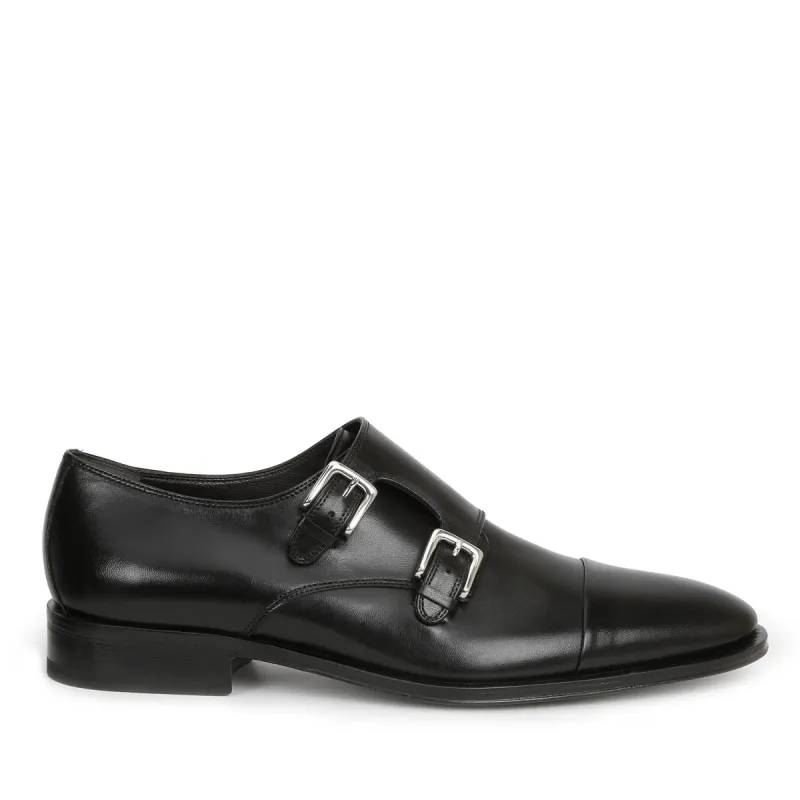 Mico Leather Monk Strap - Black Leather sold by Bruno Magli